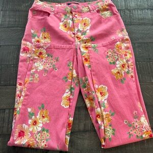Charter Club Classic Straight Leg Floral Pants Women's Pink Size 8 Spring Summer